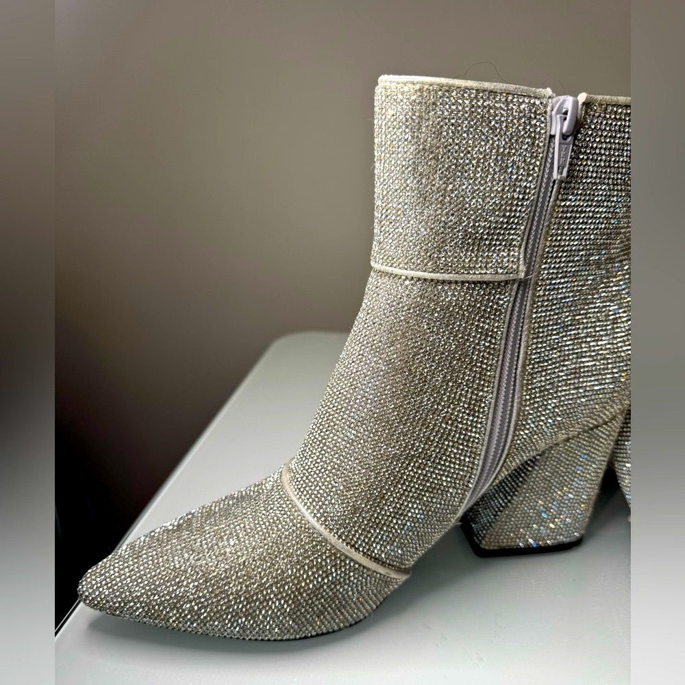 Target Silver Rhinestone Heeled Boots - Picture 3 of 6